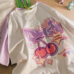 Danish Pastel Print Oversized Short Sleeve Tee - fairypeony