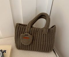Aesthetic Crochet Solid Color Handbag