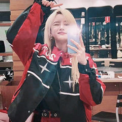 Cosmos Star Motorcycle Zip Up Bomber Jacket - fairypeony