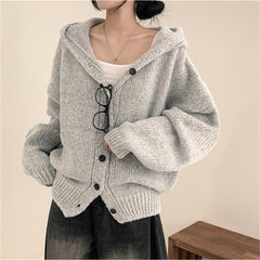 Solid Color Oversized Hooded Cardigan