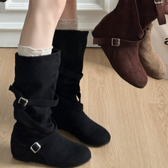 Leather boots, long sleeves, women's style