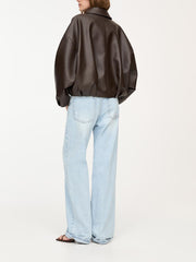 Womens Vintage Faux Leather Jacket with Belt