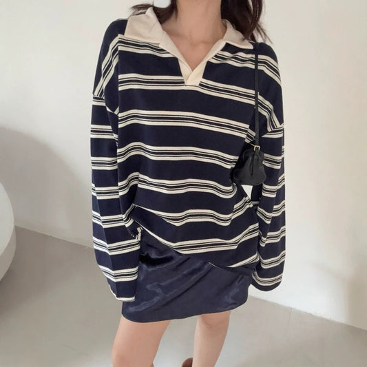 Women's striped polo shirt