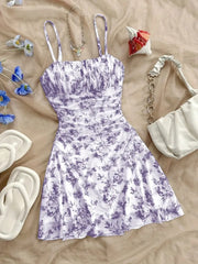 Floral Print Floral Sling Mini Dress