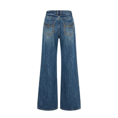 2000s Vintage Cat-Claw Cracked Bamboo Flared Jeans – High-Waist Wide-Leg Denim XS–XL