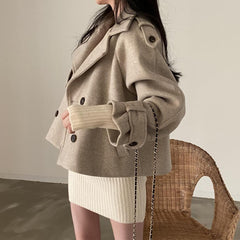 Suit Collar Double Breasted Loose Jacket