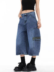 American Retro Style Loose Wide-Leg Denim Trousers