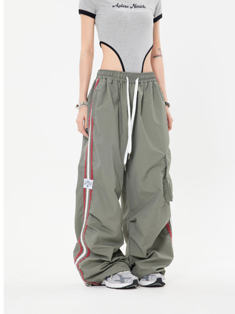 Vintage Side Striped Baggy Cargo Sweatpants - fairypeony