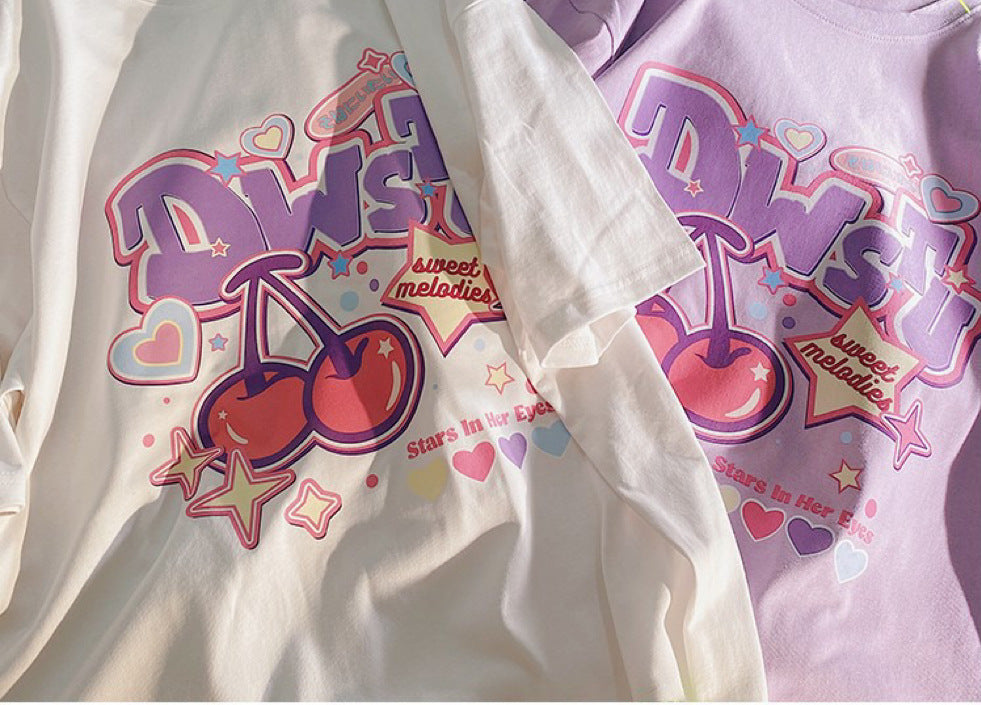 Danish Pastel Print Oversized Short Sleeve Tee - fairypeony
