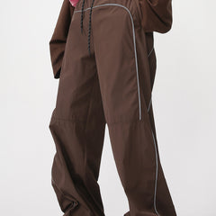 Contrast Piping Baggy Sweatpants - fairypeony