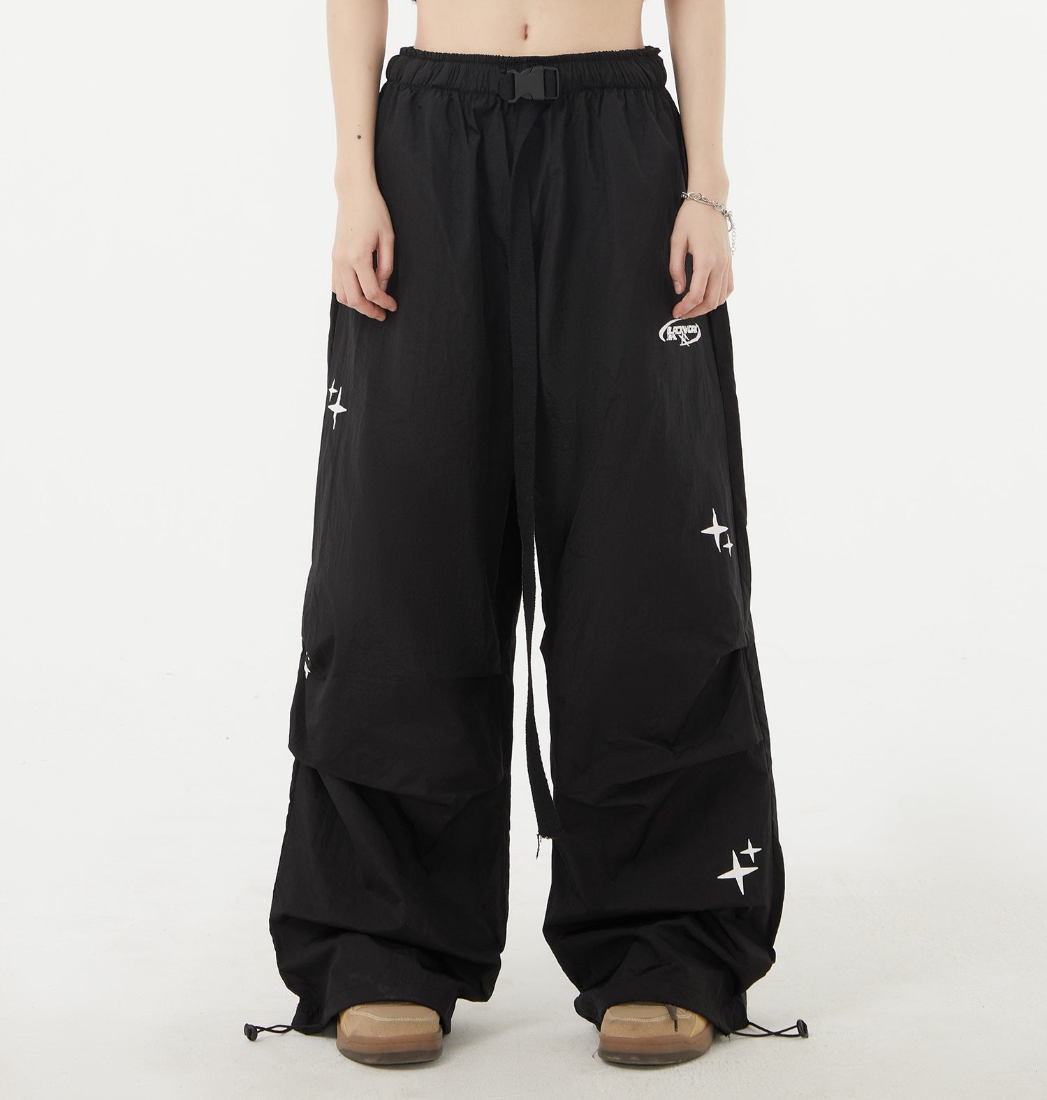 Vintage Star Print Loose Drawstring Sweatpants - fairypeony