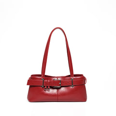Buckled Key Pu Leather Shoulder Bag