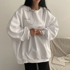 Vintage Back Moon Print Pullover Sweatshirt - fairypeony