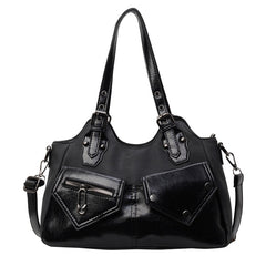 Vintage Double Pocket Y2K Pu Leather Crossbody Bag