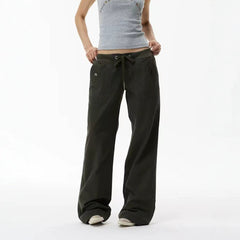 Mid-Thigh Wide-Leg Casual Pants – Retro High Street Loose Fit Cotton Trousers