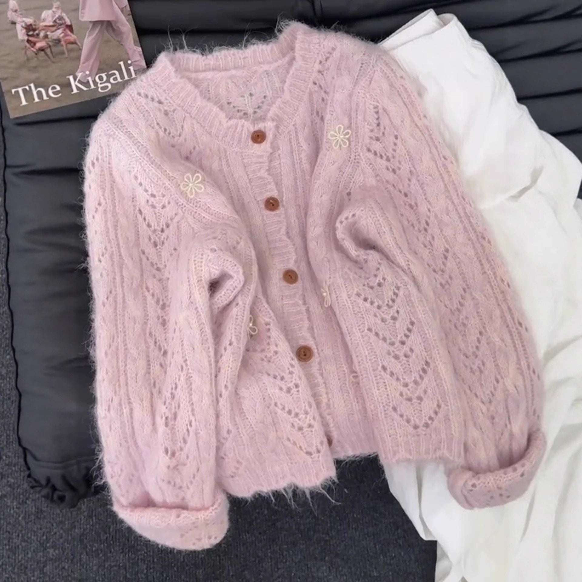 Womens Lace Detail Knitted Cardigan - fairypeony