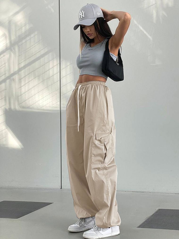 Vintage Oversized Parachute Cargo Pants - fairypeony