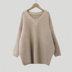 Vintage V-Neck Knitted Oversized Sweater
