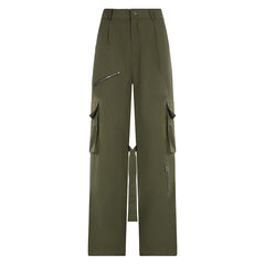 Detachable Strap Zip Fly Cargo Pants - fairypeony
