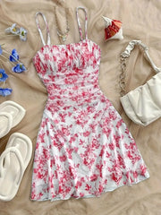 Floral Print Floral Sling Mini Dress