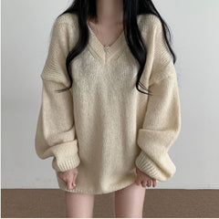 V-neck Oversized Loose Sweater