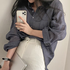 Solid Color Thin Sun Protective Blouse