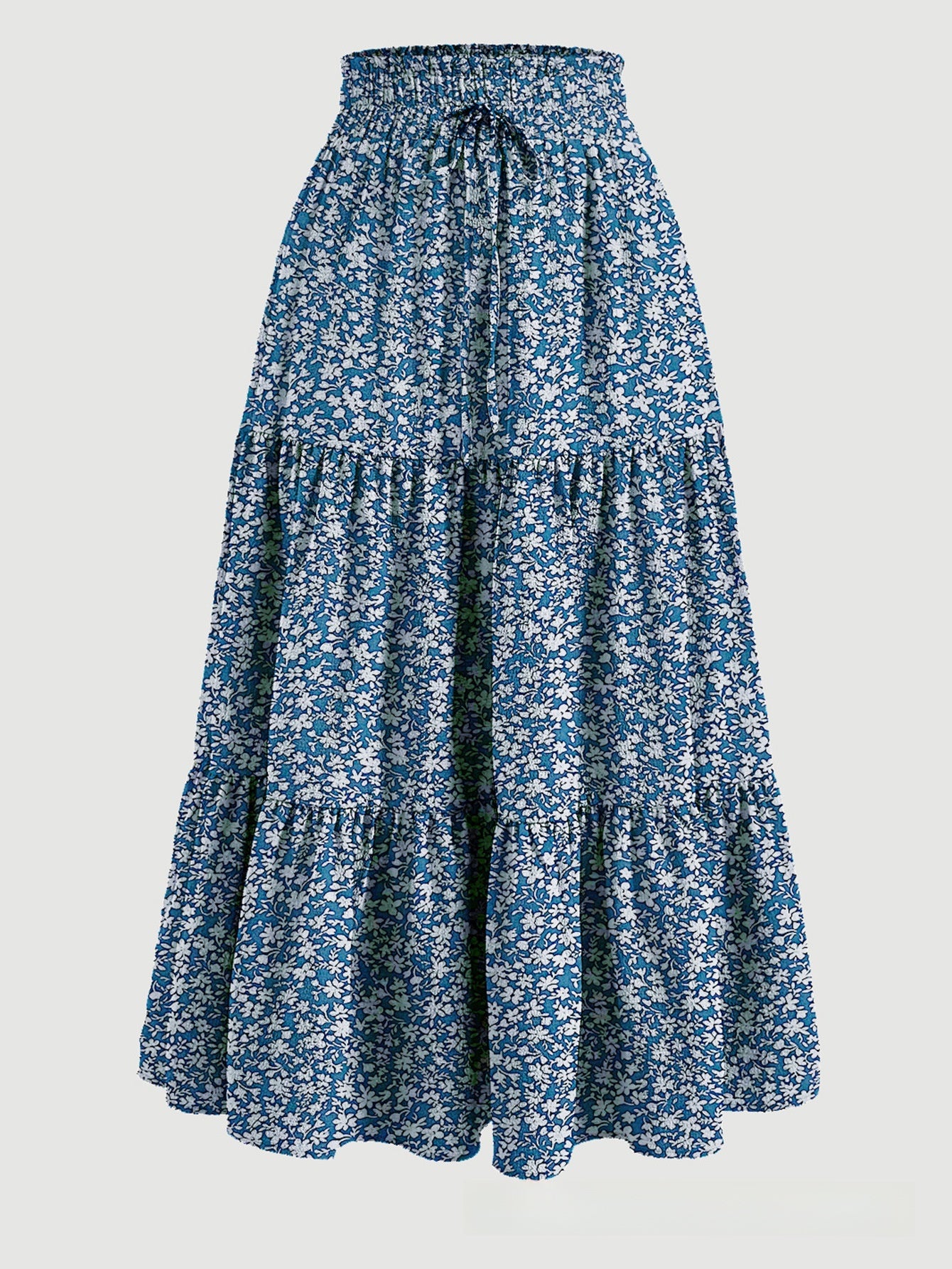 Floral Print Elastic Waist Maxi Skirt - fairypeony