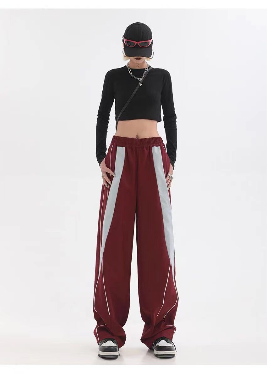 Piping Patchwork Baggy Sweatpants - fairypeony