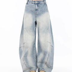 Vintage Light Wash Distressed Wide Leg Jeans