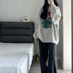 Tulip Jacquard Loose Sweater - fairypeony