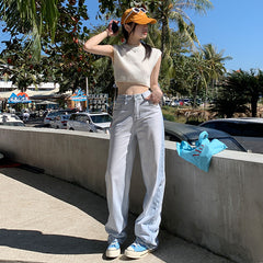 Washed Loose Boyfriend Jeans - fairypeony