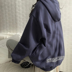 Solid Color Letter Print Oversized Hoodie