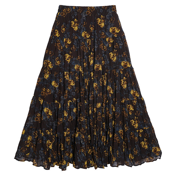 Casual Floral Umbrella Maxi Skirt - fairypeony