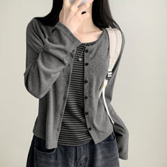Vintage Fake Two Pieces Striped Long Sleeve Tee
