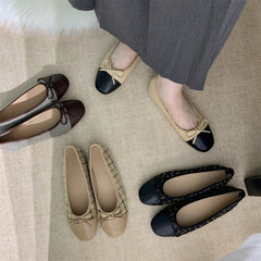 Vintage Checkered Round Toe Flat Shoes