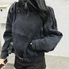 Retro Stand Collar Slim Fit Long Sleeve Woven Jacket