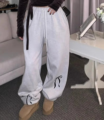 Vintage Bow Print Baggy Sweatpants