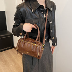 Vintage 90s Zipper Pu Leather Crossbody Bag