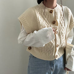 Knitted sleeveless vest
