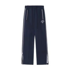 Side Zip Up Stretchy Waist Loose Sweatpants - fairypeony