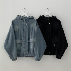 Hooded Patchwork Denim Jacket