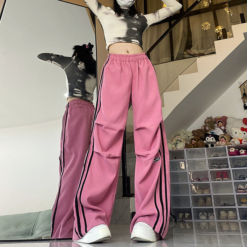 Vintage Pleated Piping Details Sweatpants - fairypeony