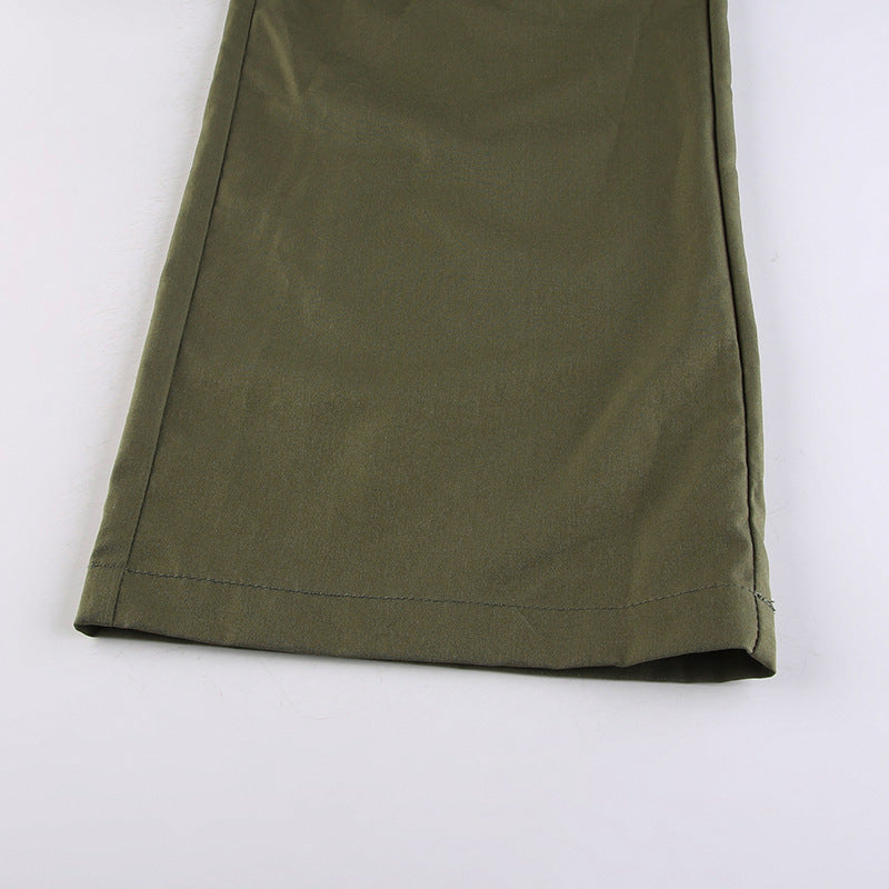 Detachable Strap Zip Fly Cargo Pants - fairypeony