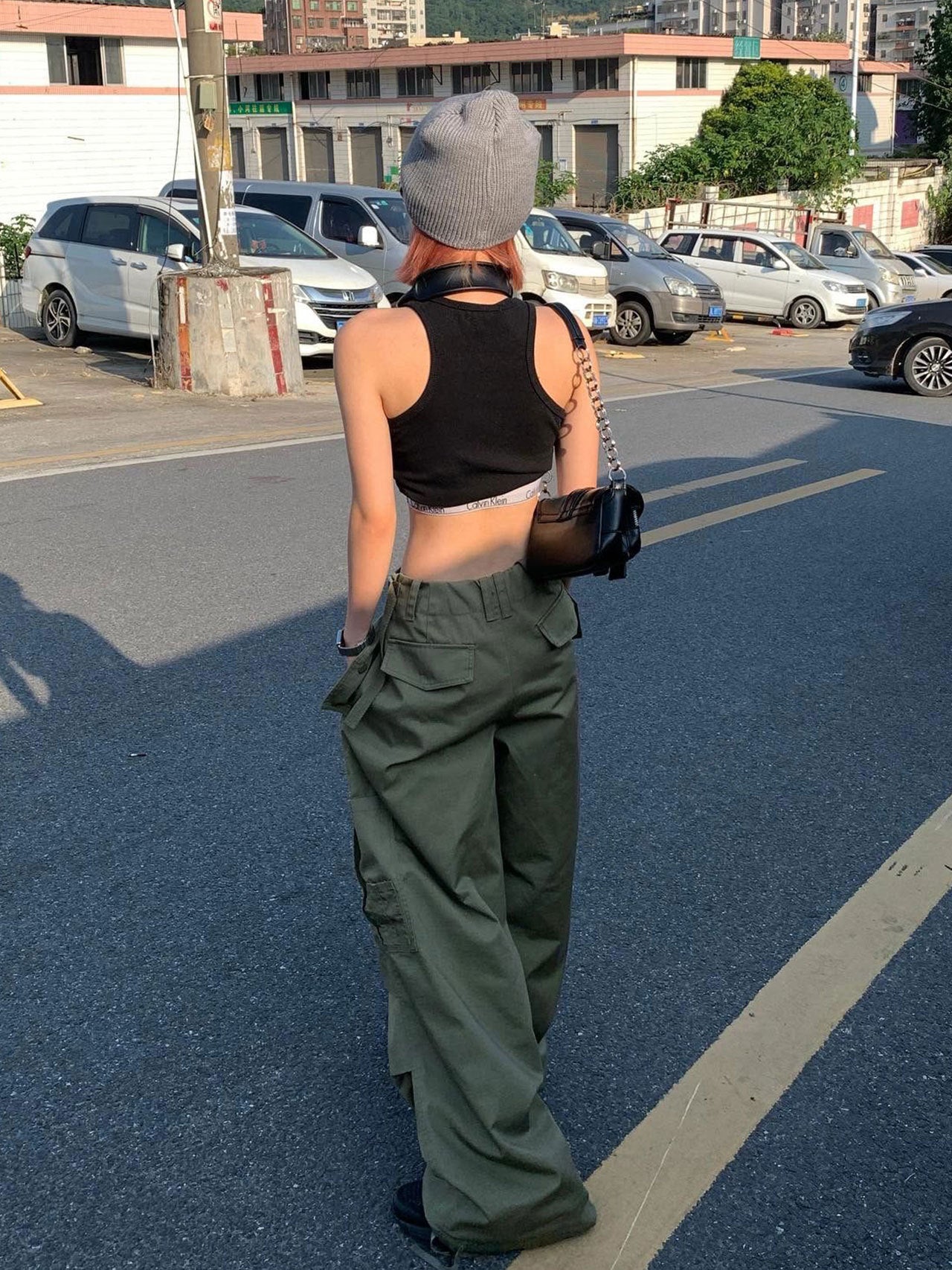 Tie Strap Parachute Baggy Cargo Pants - fairypeony