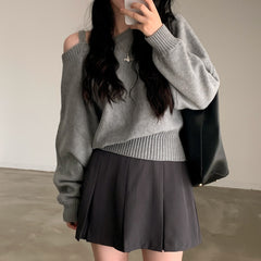 Single-Sided Off Shoulder Sweater