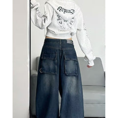 Blue straight-leg jeans