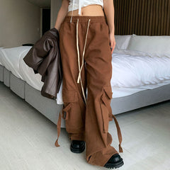 Elastic Waist Straight Leg Cargo Pants