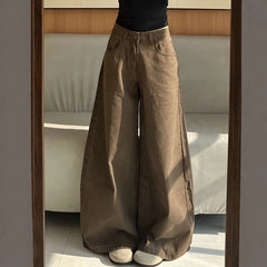 Womens High Waisted Wide Leg Denim Pants
