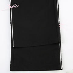 Piping Details Bow Tie Baggy Sweatpants