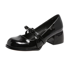 Bow-Tie Mary Jane Chunky Heel Shoes